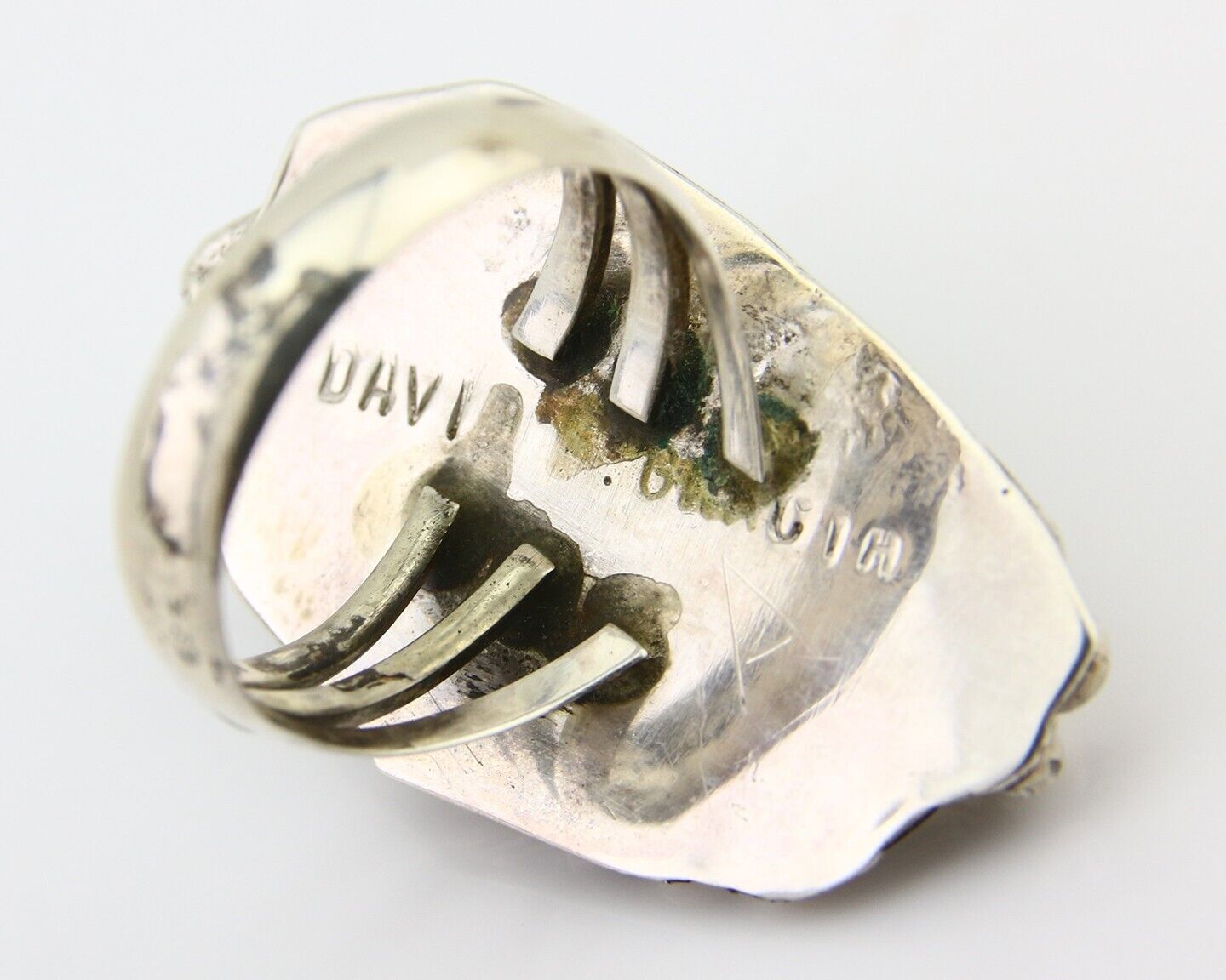 Navajo Ring 925 Silver Blue Tuquoise Signed David Garcia Size 8.0