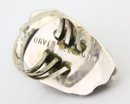 Navajo Ring 925 Silver Blue Tuquoise Signed David Garcia Size 8.0