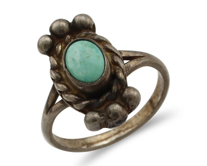 Navajo Ring 925 Silver Natural Blue Turquoise Native American Artist C.1980's