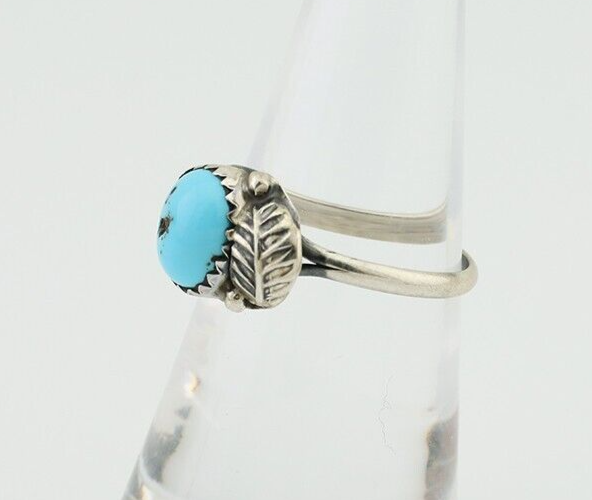 Navajo Ring 925 Silver Sleeping Beauty Turquoise Native American Artist C.80's