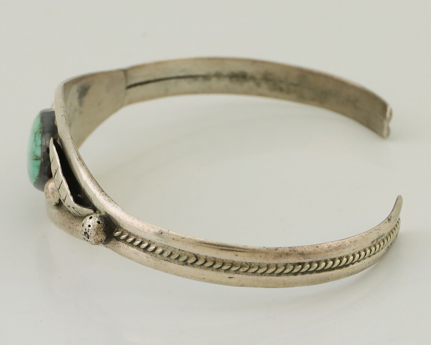 Navajo Bracelet 925 Silver Kingman Turquoise Native American Artist C.80's