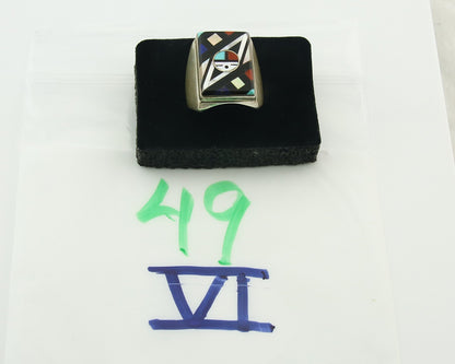 Vintage Zuni Ring 925 Sterling Authentic Natural Gemstone Signed EO Size 10.25