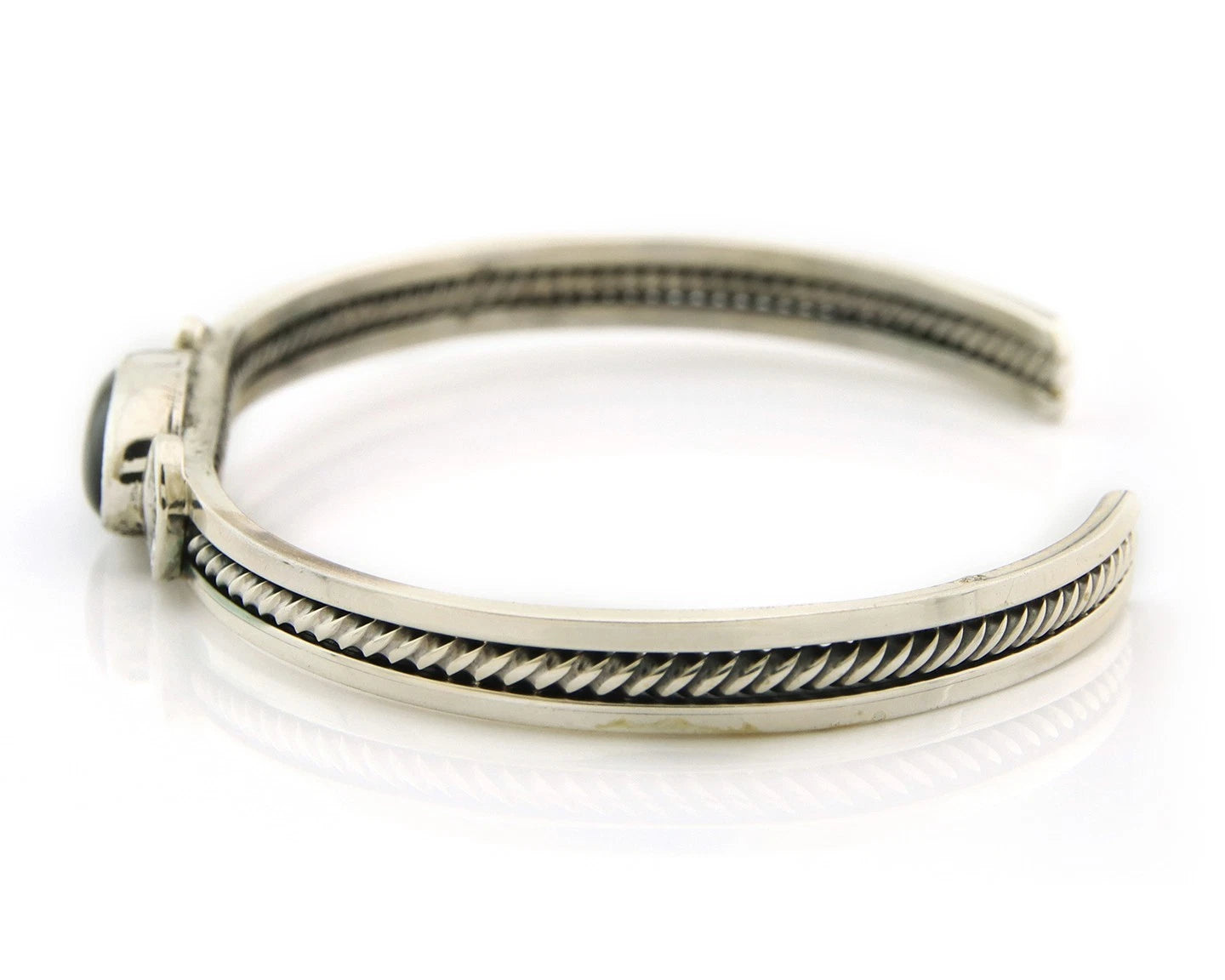 Navajo Cuff Bracelet Sterling Silver Black Onyx Handmade Vintage