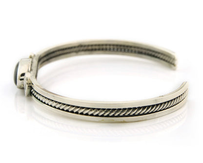 Navajo Cuff Bracelet Sterling Silver Black Onyx Handmade Vintage