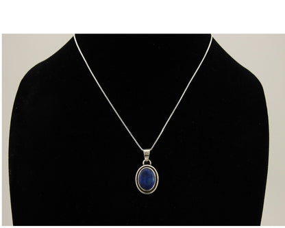Navajo Pendant 925 Silver Natural Lapis Lazuli Signed Sunrise C.80's