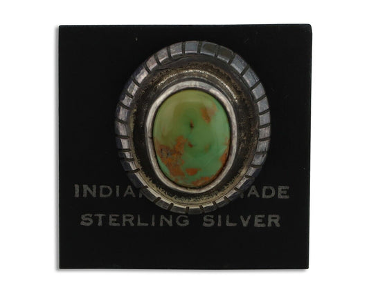 Navajo Tie Tack 925 Silver Manassas Turquoise Native American Artist C.80's