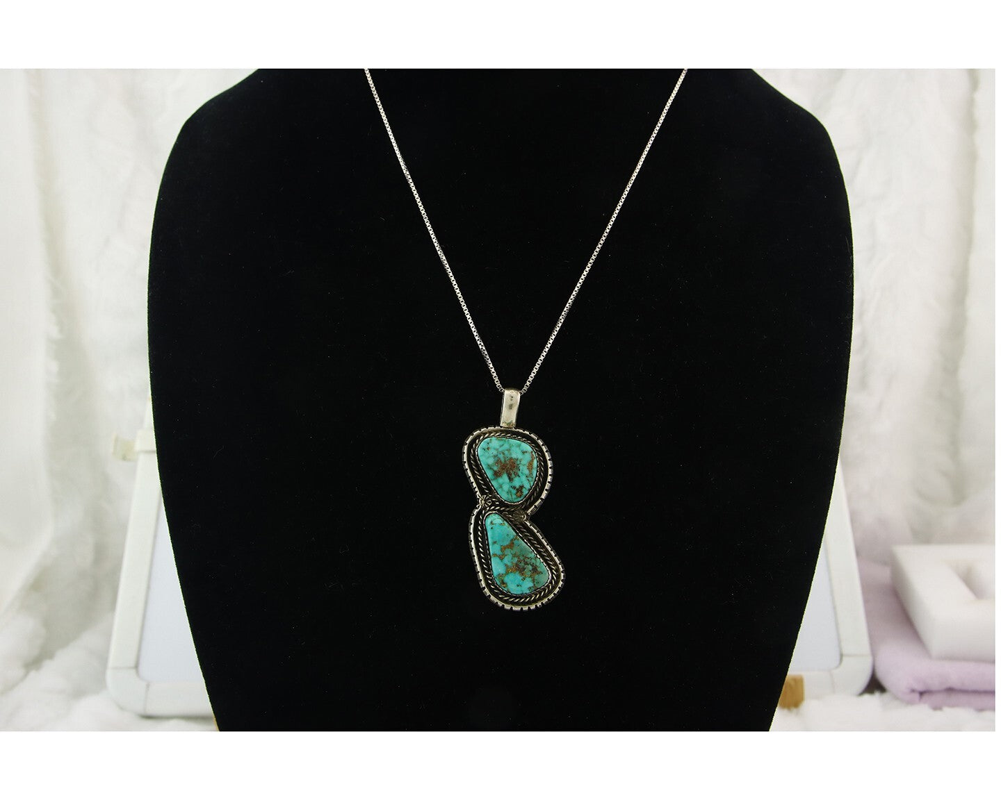 Navajo Sterling Silver Necklace Authentic Turquoise Vintage Signed Tom Willeto