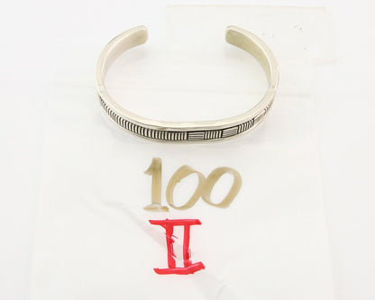 Navajo Bracelet 925 Silver Heavy Hand Stamped Signed Bruce Morgan C.80's