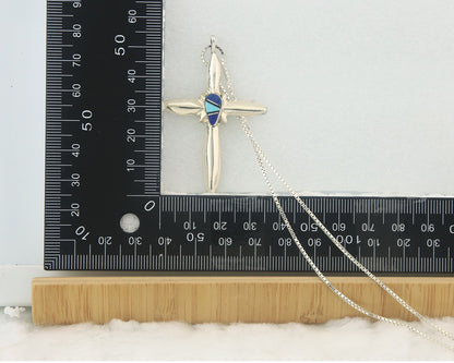 Navajo Cross Necklace Sterling Silver Authentic Natural Gemstones Signed M