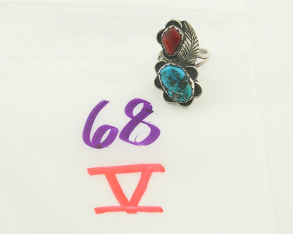 Vintage Navajo Ring 925 Sterling Natural Gemstones Signed Justin Morris Sz 6.75