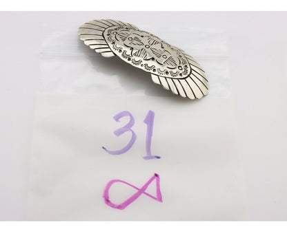 Women's Navajo Hair Clip Hand Stamped 925 Silver Artist Signed C Montoya C.80's