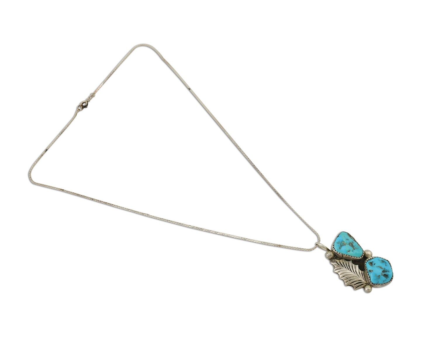 Zuni Necklace 925 Silver Blue Turquoise Artist Signed EMY C.80's