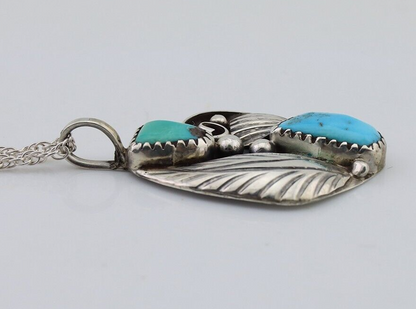 Navajo Turquoise Handmade Necklace 925 Silver Artist Signed PM C.80s