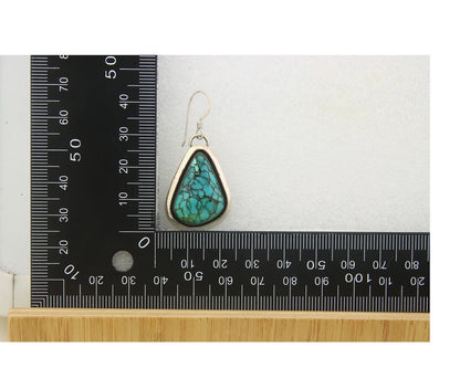 Navajo Earrings 925 Silver Handmade Natural Turquoise Signed J Linkin C.80's