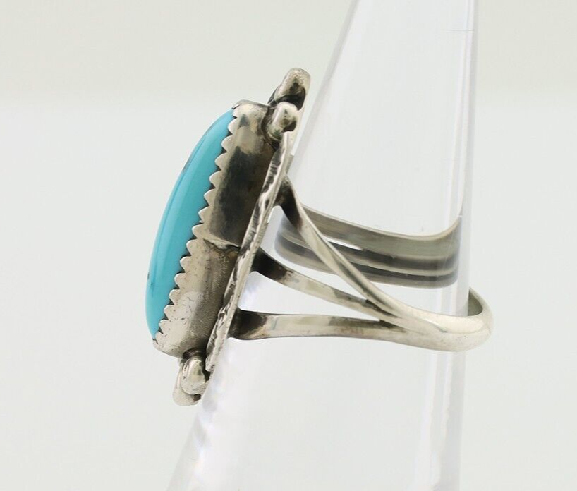 Navajo Ring 925 Silver Kingman Turquoise Artist Signed SC Size 5.25 C.80's