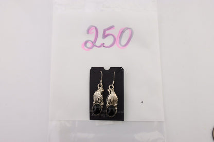 Navajo Dangle Earrings 925 Silver Black Onyx Native American Artist C.80's