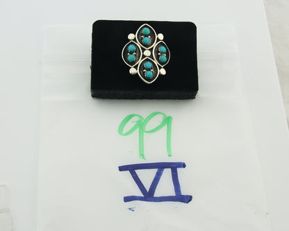 Vintage Zuni Ring 925 Sterling Authentic Natural Turquoise Native Artist Sz 8.0
