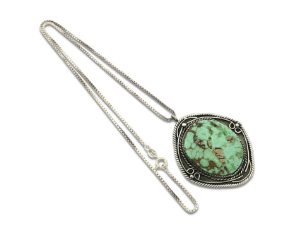 Navajo Sterling Silver Necklace Authentic Turquoise Vintage Signed JR L Sam