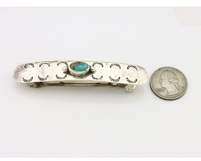 Women Navajo Hair Clip Barrette 925 Silver Hand Stamped Native American Artist