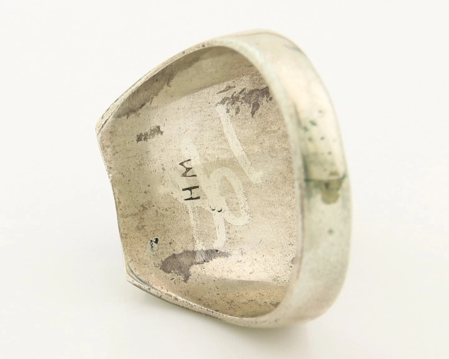 Men Navajo Ring Sterling Silver Vintage Gemstones Signed HM & JB Size 12.75