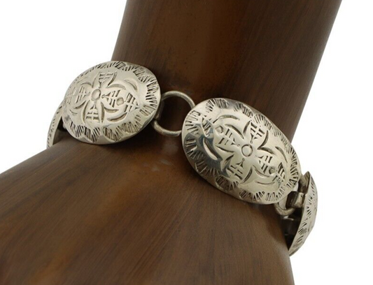 Navajo Concho Bracelet 925 Silver Artist Signed C Montoya Handmade C.80's