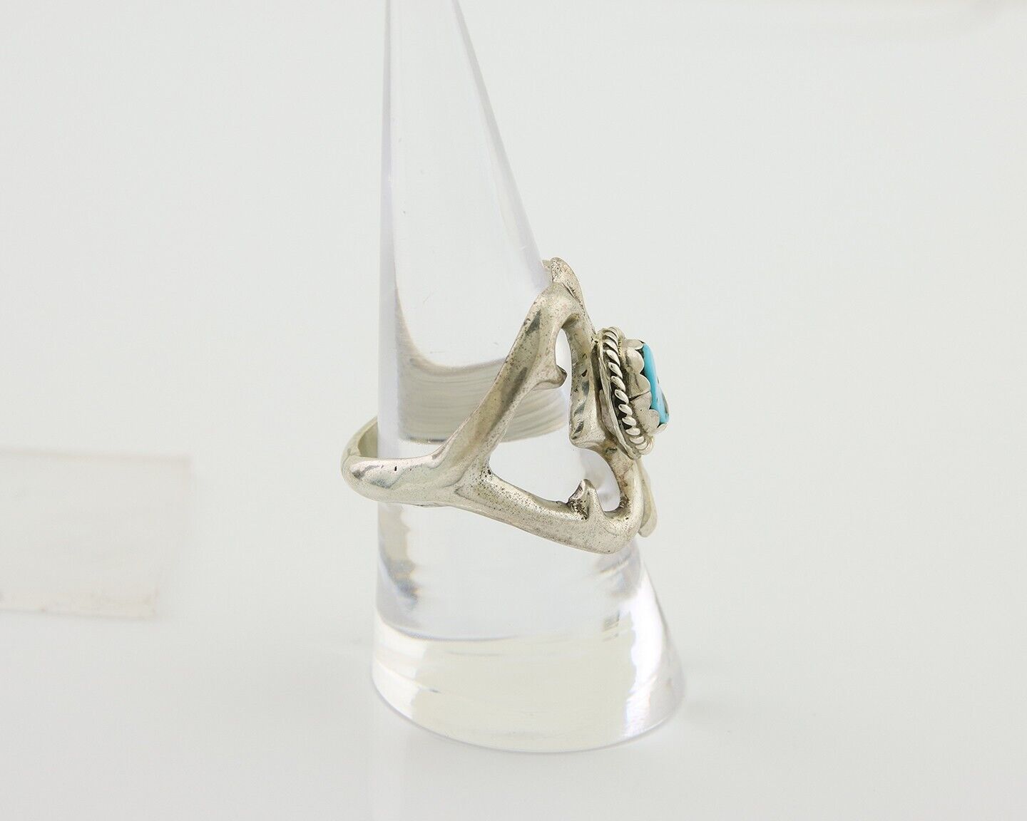 Navajo Sand Cast Ring 925 Silver Sleeping Beauty Turquoise Artist C.80's