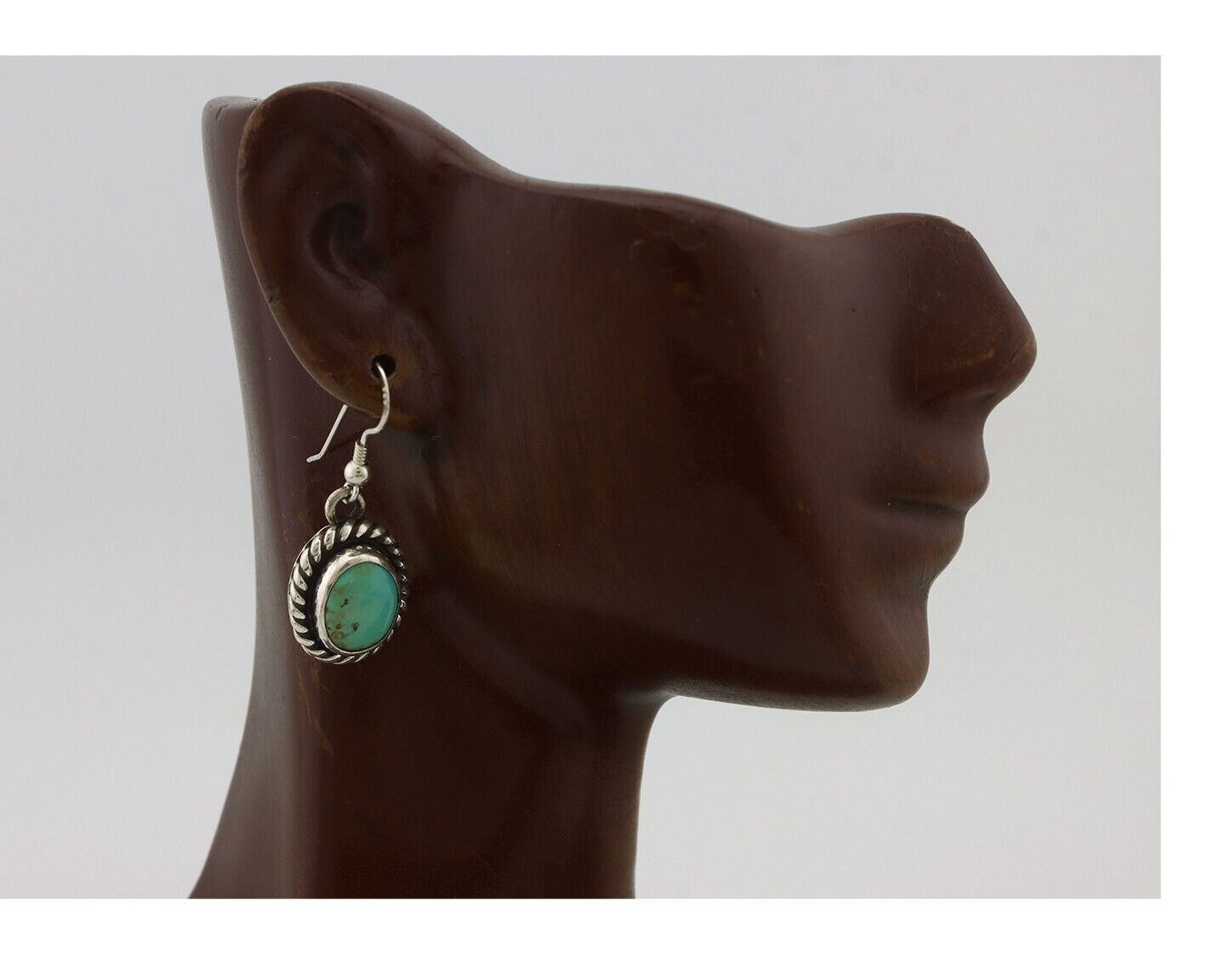 Navajo Earrings 925 Silver Natural Green Turquoise Native Artist C.80s