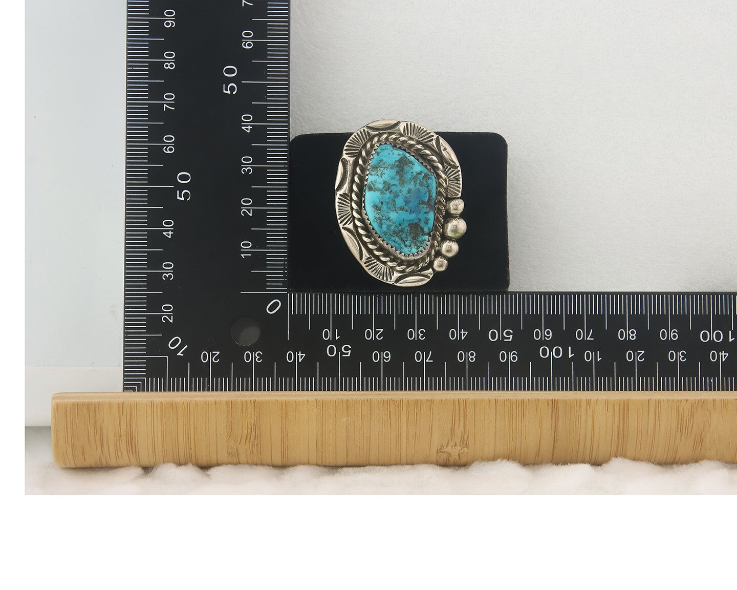 Vintage Navajo Ring 925 Sterling Authentic Turquoise Signed Snail Size 11.75