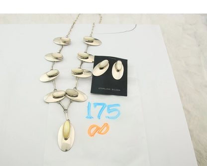 Navajo Necklace Earring Set Sterling Silver Pearl Vintage Artist Signed RW