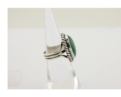 Navajo Ring 925 Silver Natural Malachite Native American Artist C.80's