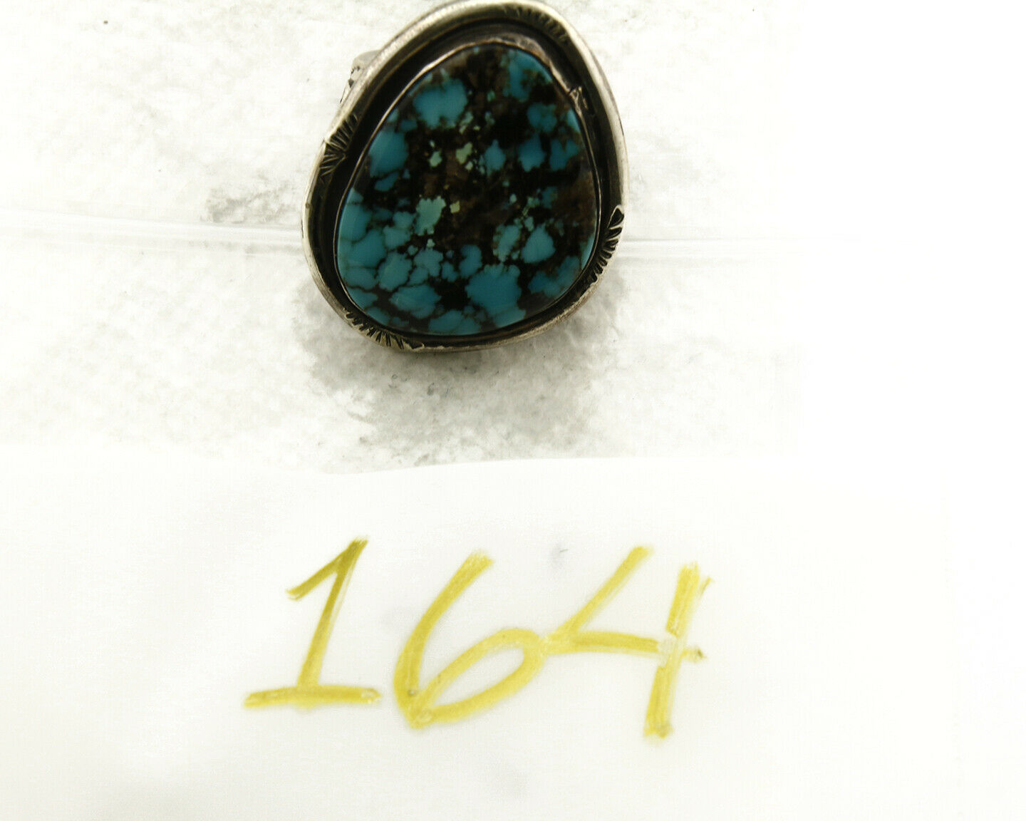 Navajo Ring .925 SOLID Silver Kingman Turquoise Signed Ralph Pemberton C.1975
