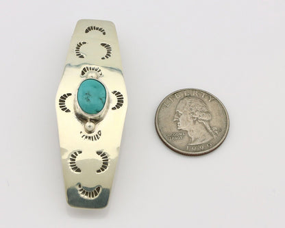 Women's Navajo Hair Clip Natural Blue Turquoise 925 Silver Native American C.80s