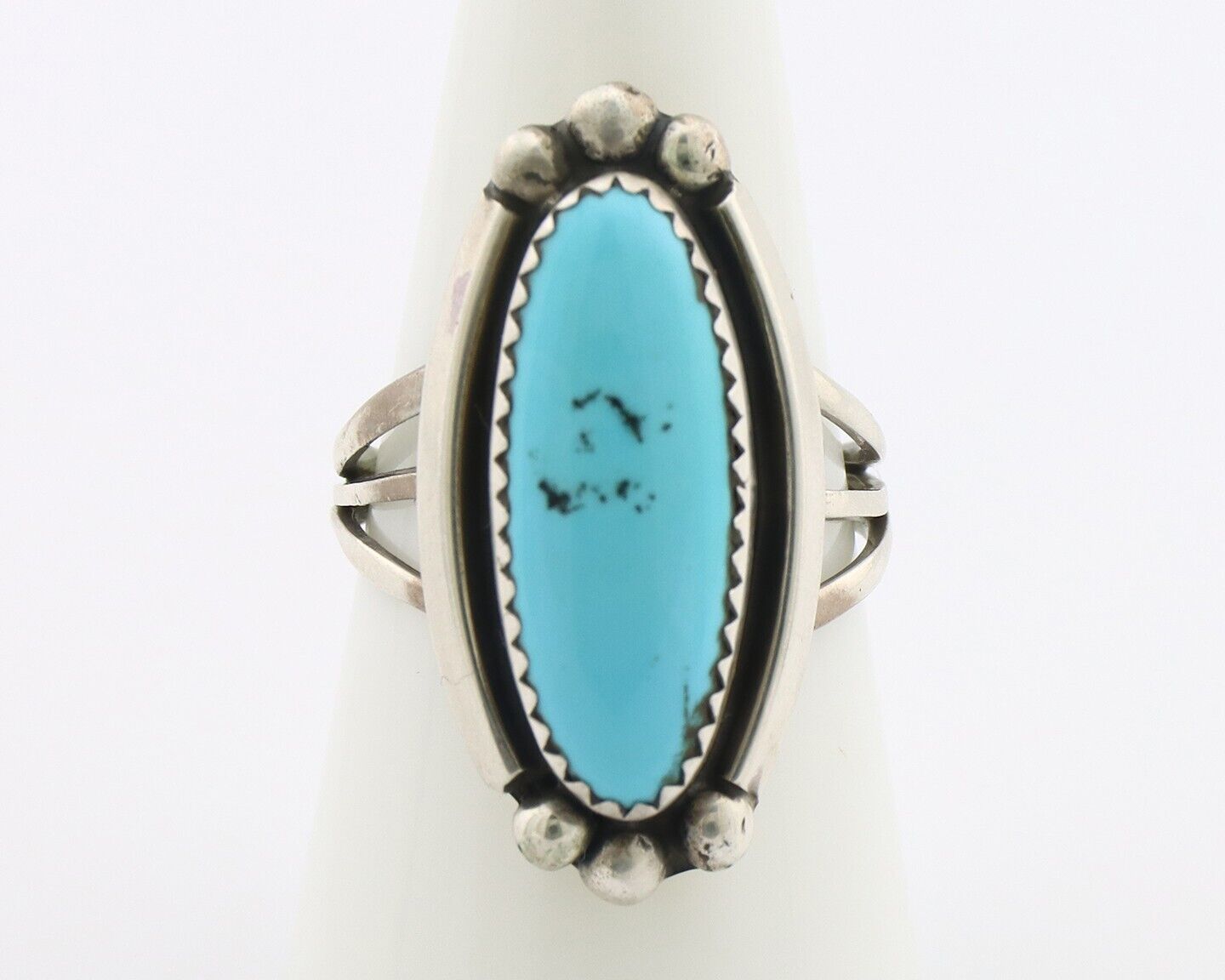Navajo Ring .925 Silver Sleeping Beauty Turquoise Signed SkyStone Creations C80s