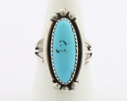 Navajo Ring .925 Silver Sleeping Beauty Turquoise Signed SkyStone Creations C80s