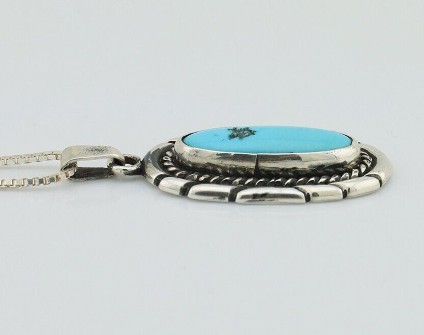 Navajo Necklace 925 Silver Blue Turquoise Artist Signed C Montoya C.80s