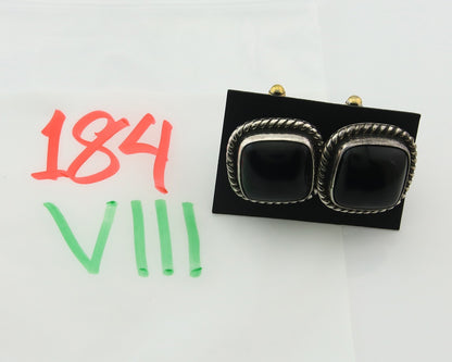 Navajo Cufflinks 925 Silver Native American Artist Natural Onyx C.80's