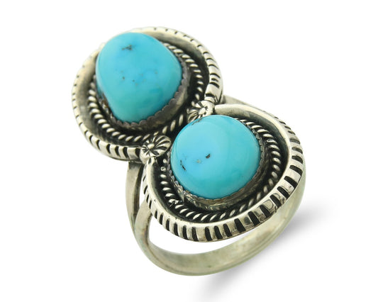 Vintage Navajo Ring Sterling Silver Authentic Turquoise Tom Willeto Size 8.0