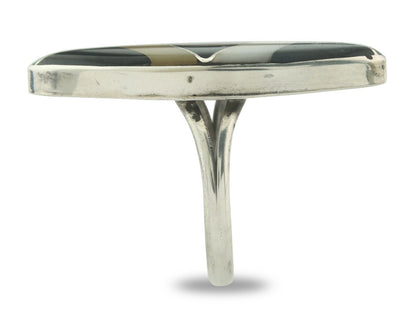 Vintage Zuni Ring 925 Sterling Silver Natural Gemstone Signed MK Size 6.75