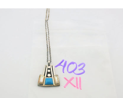 Navajo Necklace Sterling Silver Natural Blue Turquoise Vintage