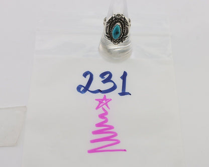 Navajo Ring 925 Silver Sleeping Beauty Turquoise Signed V & N EDSITTY C.80's