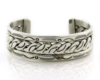 Navajo Cuff Bracelet 925 Sterling Silver Vintage Hand Stamped