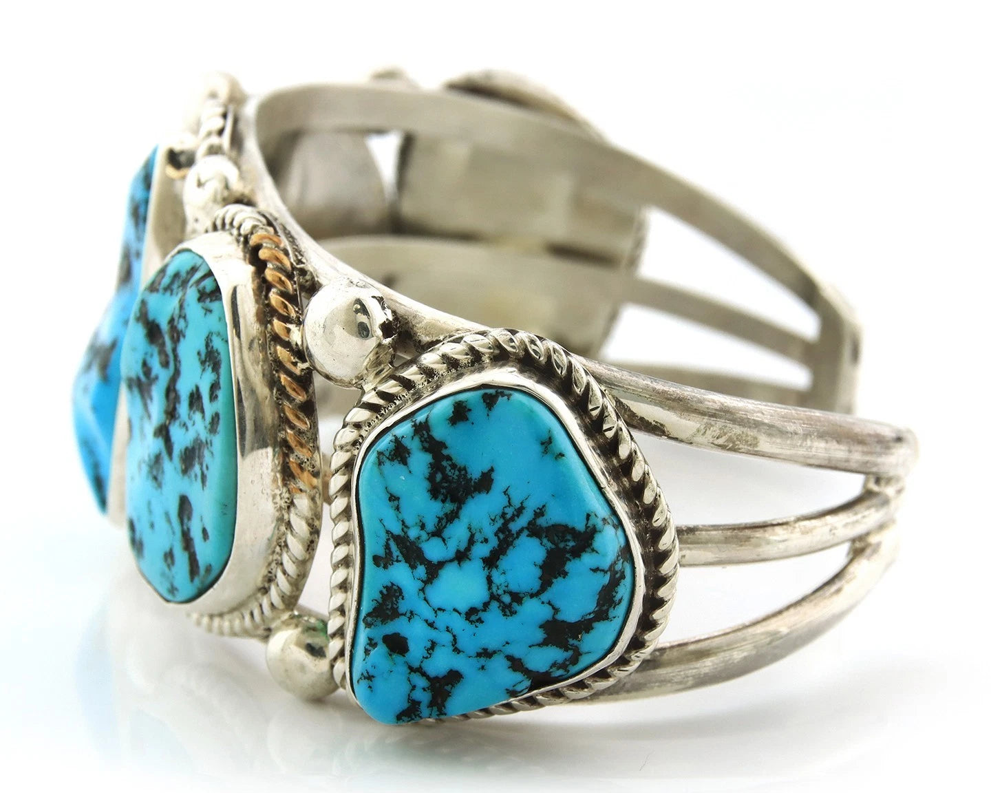 Men Navajo Cuff Bracelet Sterling Silver Turquoise Vintage Native Signed SD