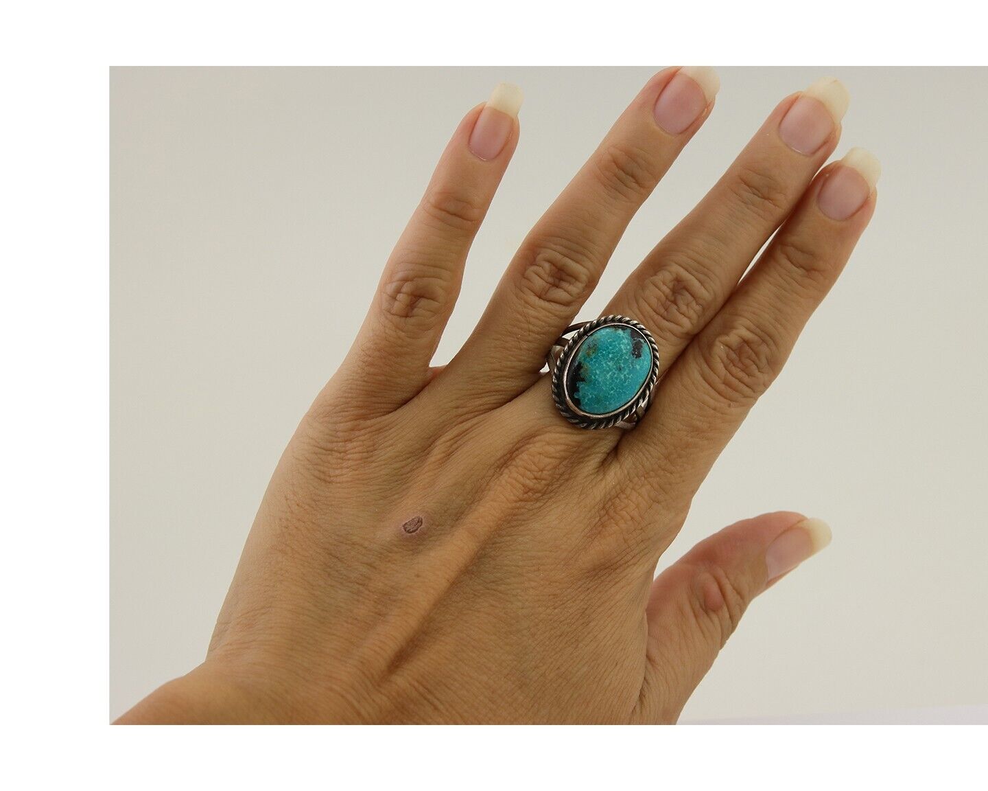 Navajo Handmade Ring 925 Silver Turquoise Native American Artist C.80's
