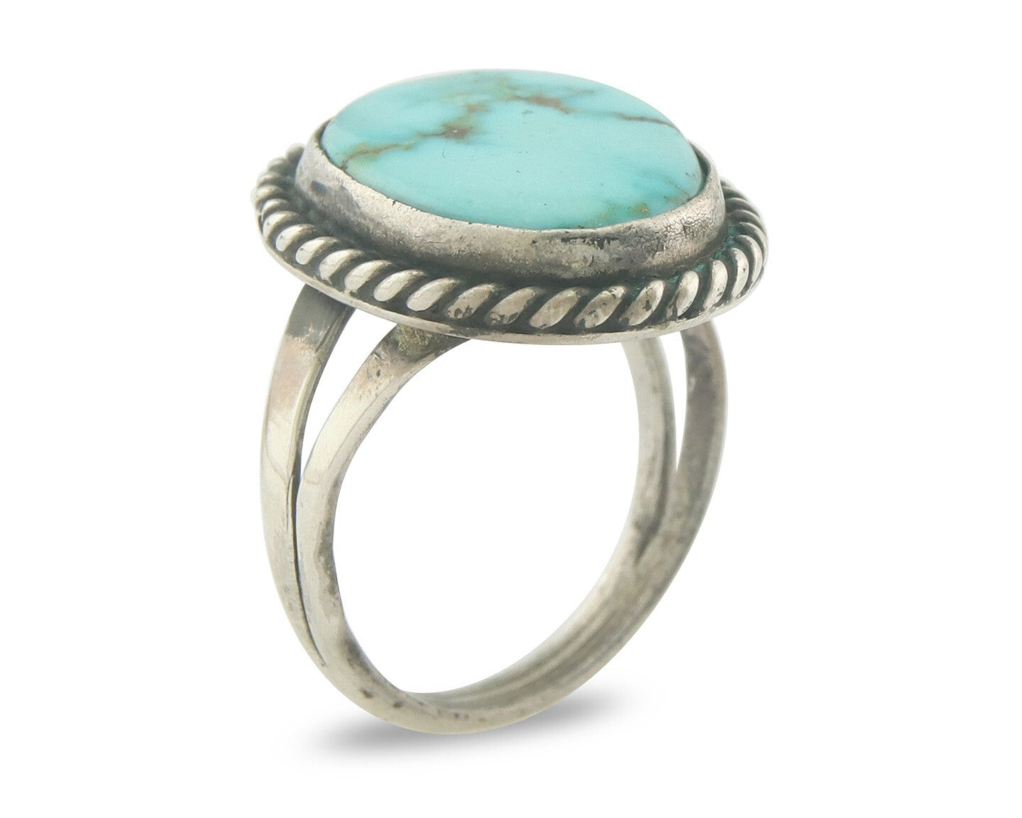 Vintage Navajo Ring 925 Sterling Authentic Santa Rita Turquoise Size 6.5