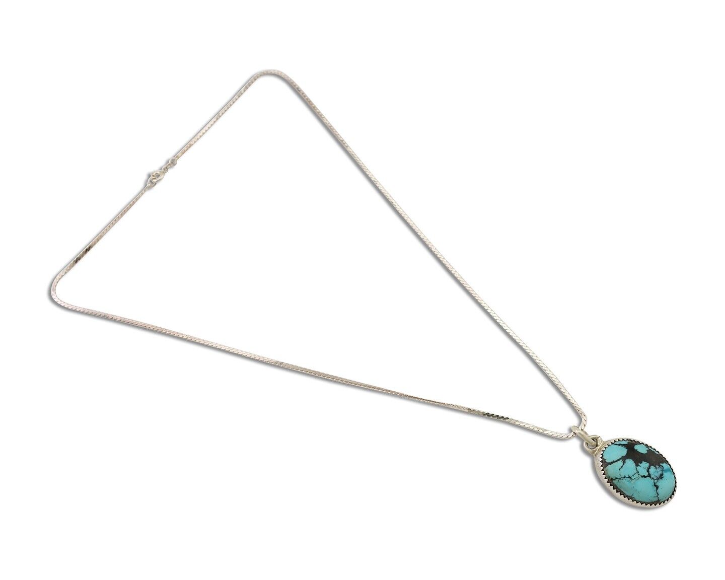 Navajo Turquoise Necklace 925 Silver Native American Artist C.80's