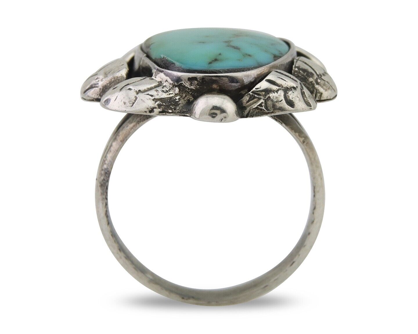 Navajo Handmade Ring 925 Silver Natural Turquoise Native Artist C.80's