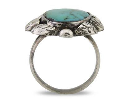 Navajo Handmade Ring 925 Silver Natural Turquoise Native Artist C.80's