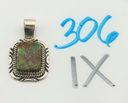 Navajo Pendant 925 Sterling Silver Turquoise Vintage Authentic Native Artist