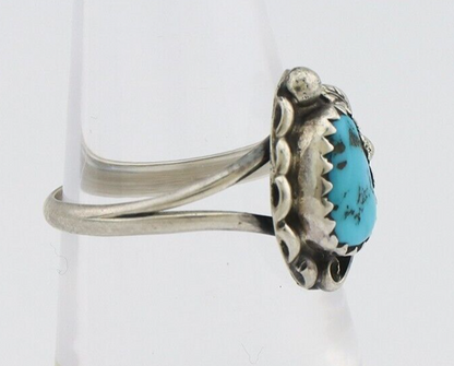 Navajo Ring 925 Silver Sleeping Beauty Turquoise Signed SkyStone Creations C80s