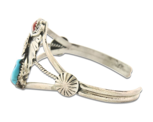 Vintage Navajo Bracelet 925 Silver Gemstone Signed Raymond Armstrong